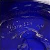 Image 7 : Signed Cobalt Blue Art Glass Vase with Hand-Painted Bird & Floral Motif