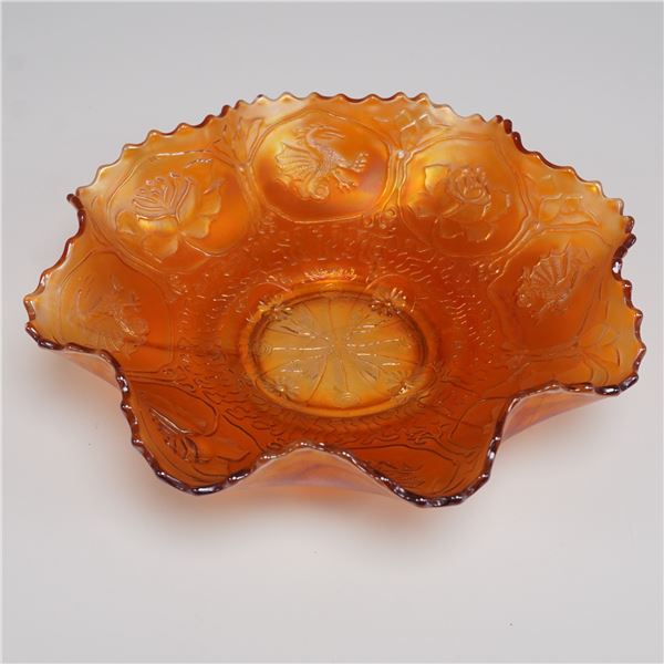 Northwood Dragon and Lotus Marigold Carnival Glass Bowl