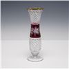 Image 4 : 2pc Cut to Cranberry Crystal Bowl and Vase