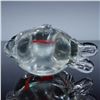 Image 4 : Murano Glass Cat Sculpture, Clear with Encased Red Fish