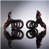 Image 2 : 2pc Art Glass Flower Sculptures with Twisted Stems