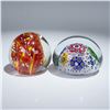 Image 2 : 4pc Group of Art Glass Paperweights, Including Millefiori