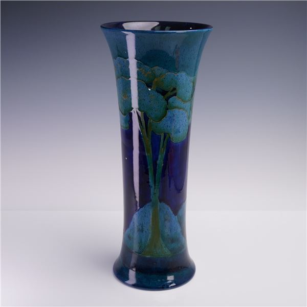 Moorcroft Pottery Trumpet Vase, Moonlit Blue