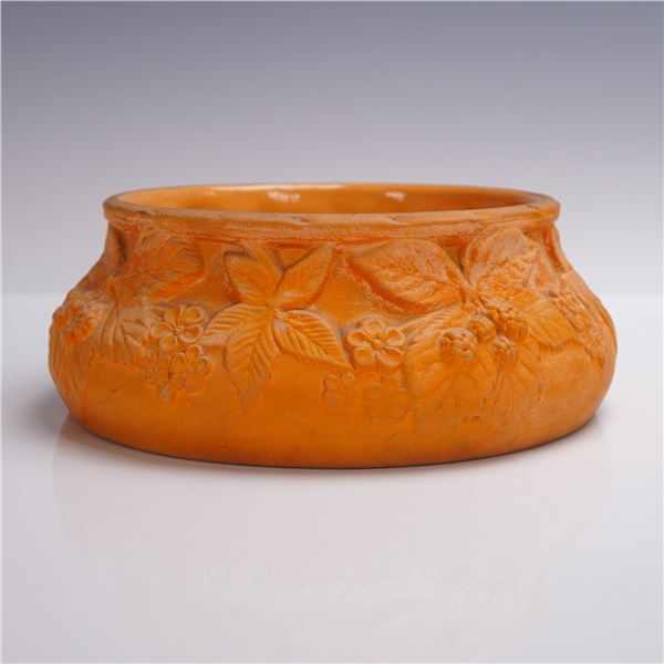 Soholm Bornholm Danish Pottery Bowl with Raised Floral Design