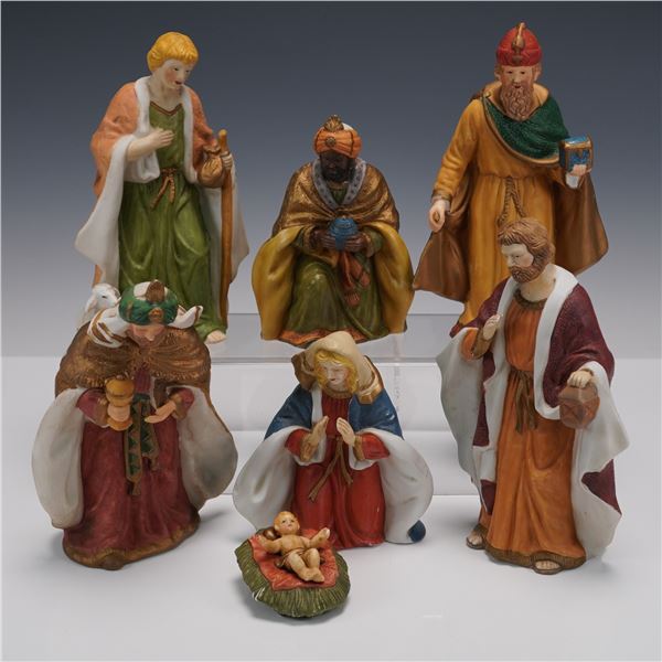 7pc Porcelain Nativity Scene Figurines