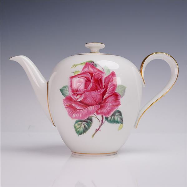 Heinrich Bavaria Gilded Porcelain Teapot, Old Rose Pattern