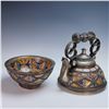 Image 7 : 4pc Moroccan Filigree and Enamel Decorated Tea Set