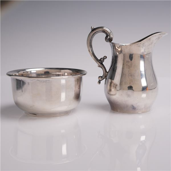 Pair of Birks Sterling Silver Creamer and Sugar Bowl