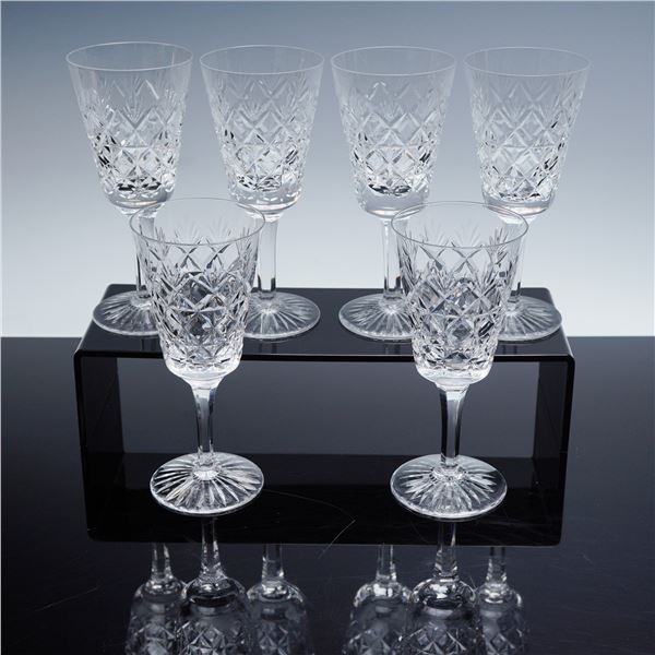 6pc Stuart Crystal Wine Goblets, Westbury Cut