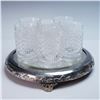 Image 2 : 7pc Set of Pressed Glass Tumblers with Silverplate Mirrored Tray