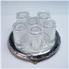 Image 3 : 7pc Set of Pressed Glass Tumblers with Silverplate Mirrored Tray