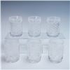 Image 7 : 7pc Set of Pressed Glass Tumblers with Silverplate Mirrored Tray