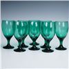 Image 1 : 8pc Libbey Juniper Green Tear Drop Wine Glasses