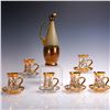 Image 1 : 13pc Vintage Bohemian Amber and Gold Gilded Glass Turkish Coffee Set