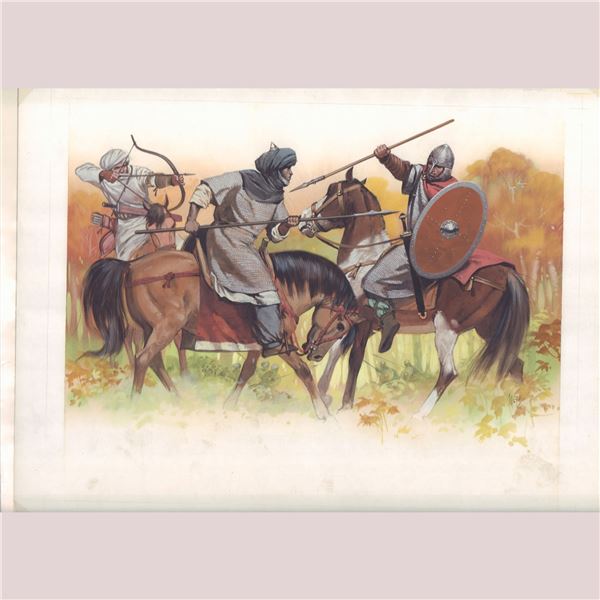 Angus McBride, Original Gouache Illustration,Blandford Press Moorish Battle