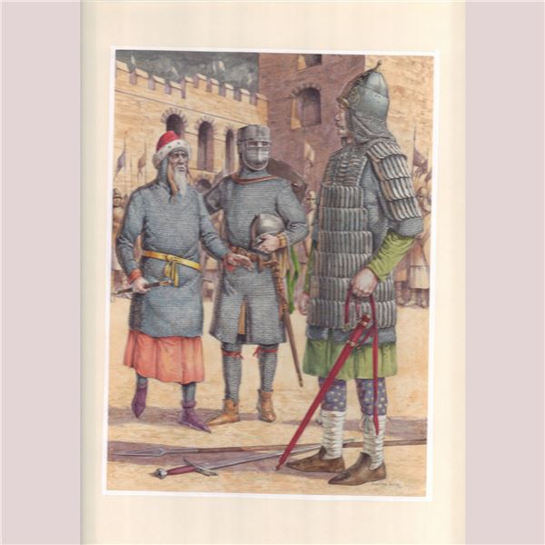 Richard Hook Original Gouache on Board, Crusader Commanders, Signed