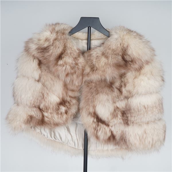 Pale Red Fox Fur Stole with Cream Satin Lining