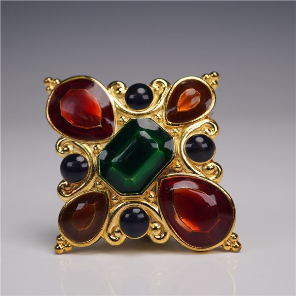 Jay Strongwater Jeweled Gold Tone Scarf Slide