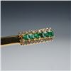 Image 3 : 18 KT gold Pin with Diamonds and Emeralds
