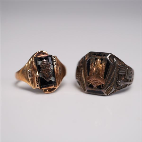 2pc Vintage 10K Gold & Sterling Class Rings