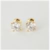 Image 1 : Pair of 14K Yellow Gold Lab Diamond Stud Earrings, 1.50 CTW