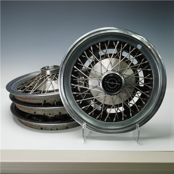 4pc Set of Ford Thunderbird Wire Spoke Hubcaps