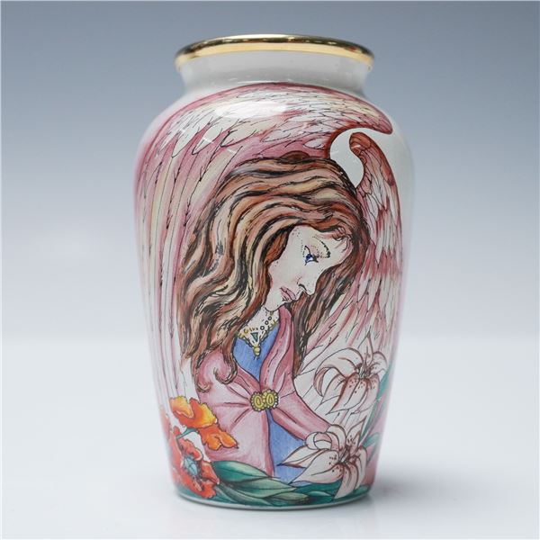 Moorcroft Amanda Rose Trial Angel Enamel Vase