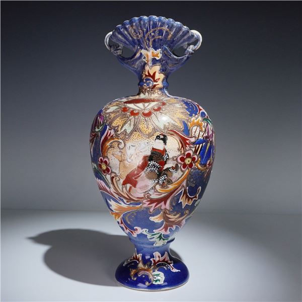 Japanese Satsuma-Style Pottery Vase with Moriage and Gilt