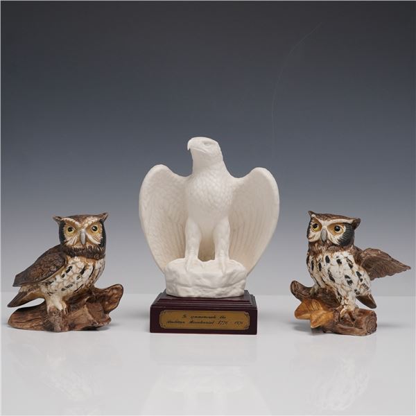 3pc Goebel Porcelain American Eagle and Homco Owls