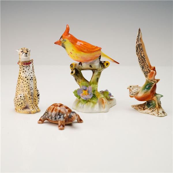 4pc Hand-Painted Porcelain Animal Figurines, Royal Adderley & Halcyon Days