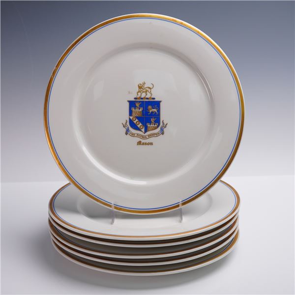 6pc Lamberton China Armorial Plates for the Mason Family