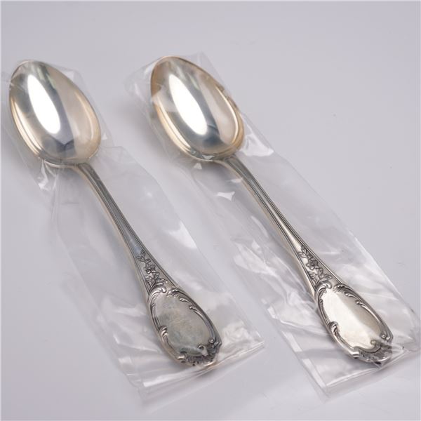 2pc Buccellati Sterling Silver Place Spoons, Monte Mario Pattern