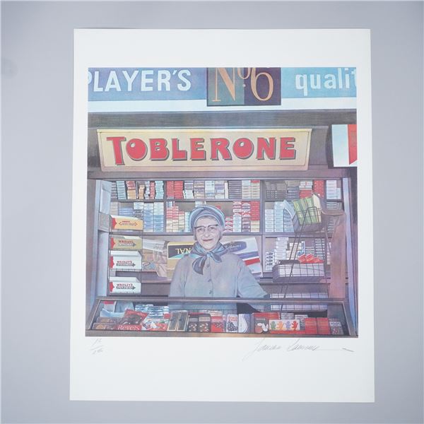 Sandra Lawrence Limited Edition Print, Toblerone Shopkeeper