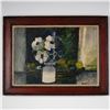 Lewis, 1960s Oil on Board Painting, Still Life w/ Flowers & Fruits, Signed
