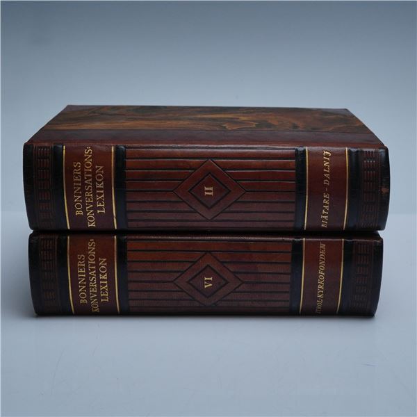 2pc Volumes of Bonniers Konversations Lexikon, Swedish Encyclopedia