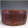 Image 3 : Mid-Century Mayan Tooled Leather Ottoman - In the Style of Angel Pazmino