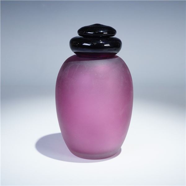 Purple Frosted Art Glass Perfume Bottle with Stopper