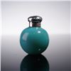 Image 1 : English Silverplate and Metal-Mounted Turquoise Opaline Glass Scent Bottle
