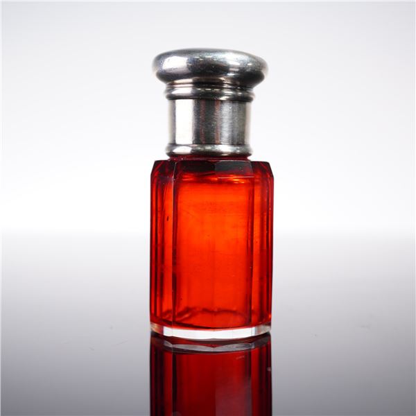 European Silverplate and Metal Capped Glass Scent Bottle