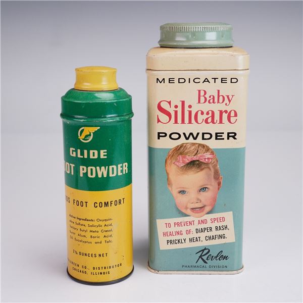 2pc Vintage Revlon and Glide Powder Tins