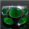 Image 2 : Sterling Silver and Green Glass Openwork Ring