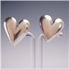Image 1 : One pair Sterling Silver Heart Clip Earrings Signed