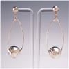 Image 1 : One Pair Sterling Teardrop Hoop Earrings w/ Ball Drop