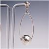 Image 2 : One Pair Sterling Teardrop Hoop Earrings w/ Ball Drop