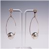 Image 3 : One Pair Sterling Teardrop Hoop Earrings w/ Ball Drop