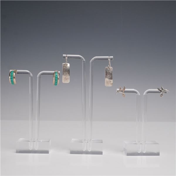 3pr Sterling Silver Earrings Lot Native American Style