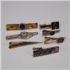 Image 1 : 7pc Vintage Men's Tie Clips - Watch, Monogram, Rifle & Enamel Design