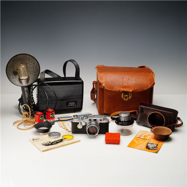 16pc Leica IIIf Camera Outfit w/Summicron Lens, Braun Hobby Flash & Acc.