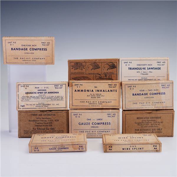 11pc Vintage Pac-Kit First Aid Supplies