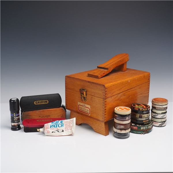 Vintage Griffin Shinemaster Shoe Shine Kit with Polishes and Accessories
